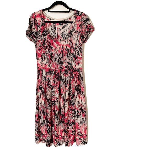 Sparrow Midi Dress Printed Wool Blend Size Medium Short Sleeve Sheath Flowy - Picture 1 of 7